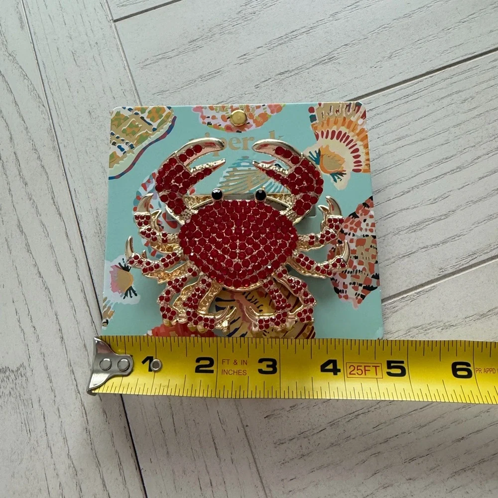 Piper K Crab Double Sided Rhinestone Gold Tone Crab Claw Hair Clip NWT - Picture 4 of 6